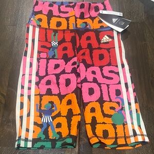 Farm Rio Adidas Colorful Graphic Athletic Bike Shorts Tights Training XS NWT